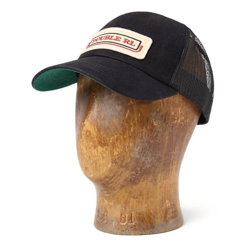 laydown image of Denim "DOUBLE RL" Logo Trucker Hat