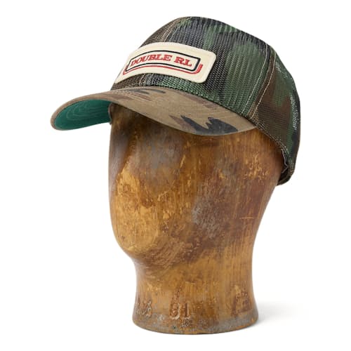 laydown image of Denim "DOUBLE RL" Logo Trucker Hat