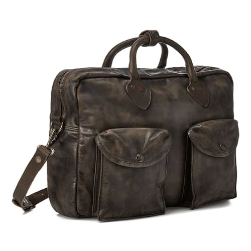 laydown image of Leather Cargo Briefcase