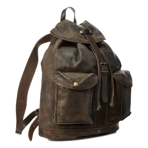 laydown image of Leather Rucksack Backpack
