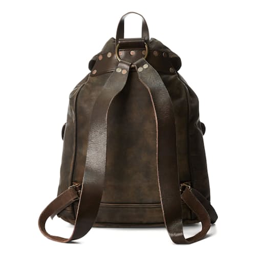 laydown image of Leather Rucksack Backpack