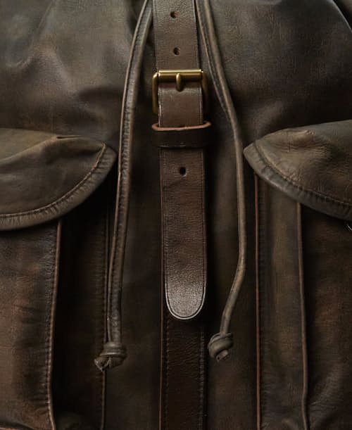 laydown detail image of Leather Rucksack Backpack