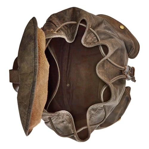 laydown image of Leather Rucksack Backpack