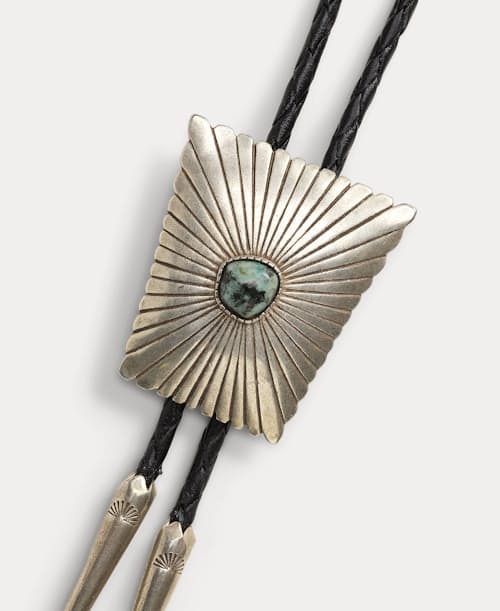 laydown detail image of Turquiose Stone Bolo Tie