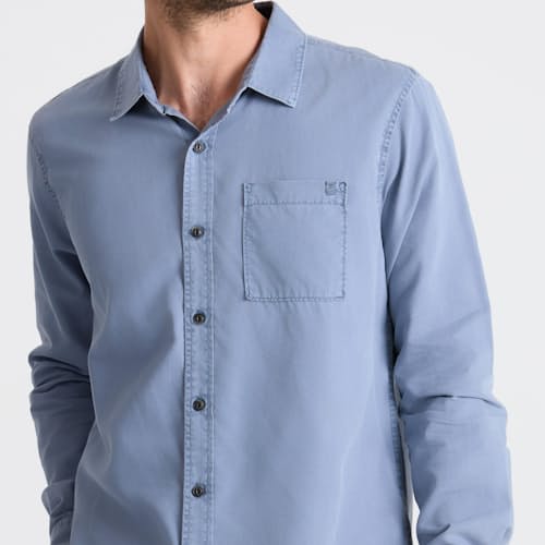 on model image of Made to Fade Long Sleeve Button-up Shirt