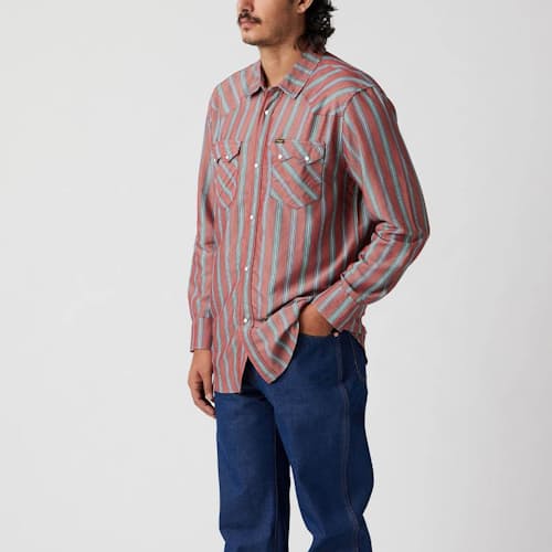 on model image of Sawtoof Long Sleeve Shrt