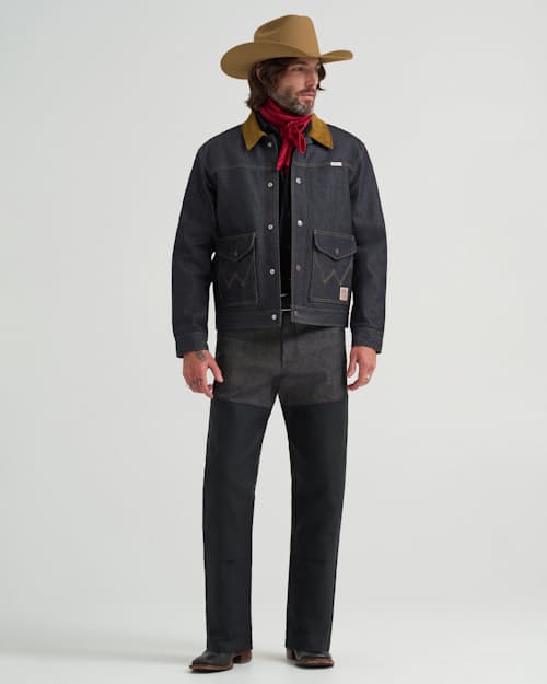 on model image of Denim Work Jacket