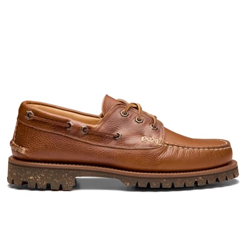 laydown image of Italian Hex Eye Boat Shoe w/ Cortina Sole