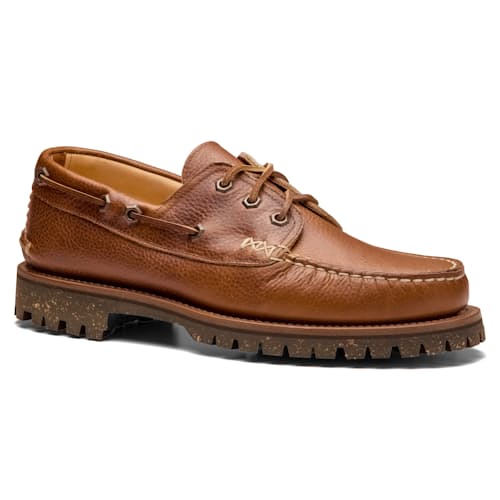laydown image of Italian Hex Eye Boat Shoe w/ Cortina Sole