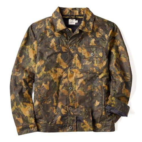 laydown image of Flannel-Lined Waxed Trucker Jacket