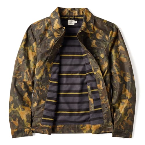 laydown image of Flannel-Lined Waxed Trucker Jacket