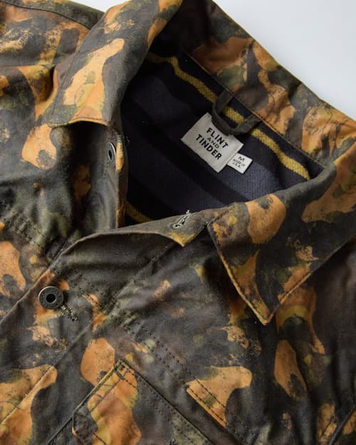 laydown detail image of Flannel-Lined Waxed Trucker Jacket