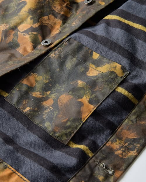 laydown detail image of Flannel-Lined Waxed Trucker Jacket