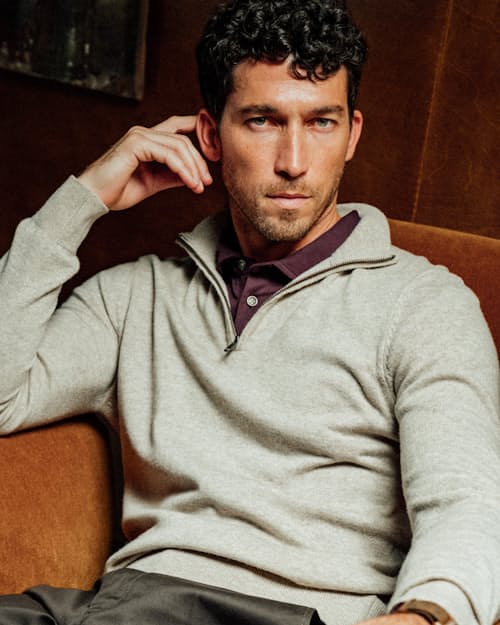 lifestyle image of EasyCash  Quarter Zip Sweater