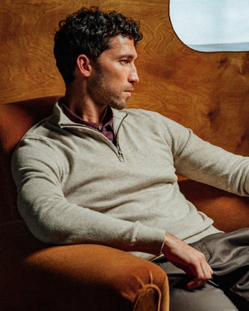 lifestyle image of EasyCash  Quarter Zip Sweater