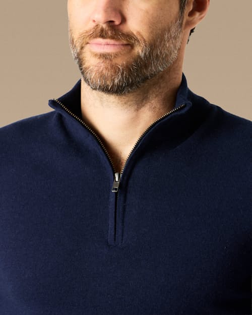 lifestyle image of EasyCash Merino Quarter Zip Sweater