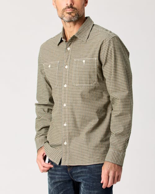 lifestyle image of Brushed Cotton Crossback Work Shirt