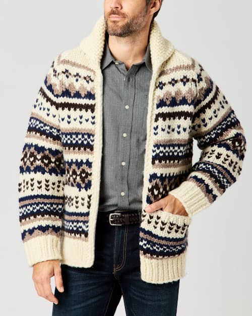 lifestyle image of Flint and Tinder x Kanata Canadian Handknit Cardigan