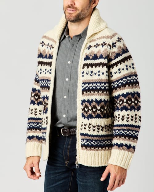 lifestyle image of Flint and Tinder x Kanata Canadian Handknit Cardigan
