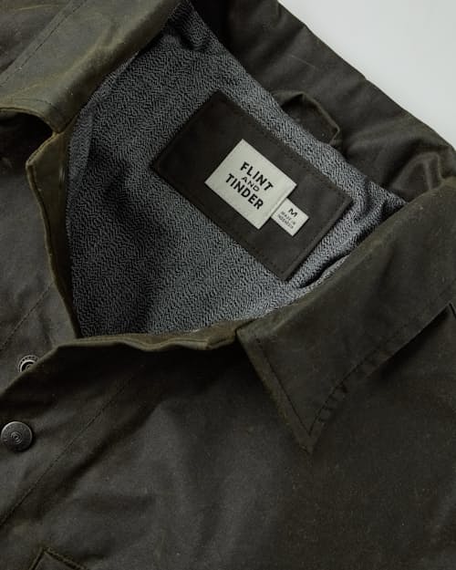 laydown detail image of The James Waxed Snap Jacket - Tall