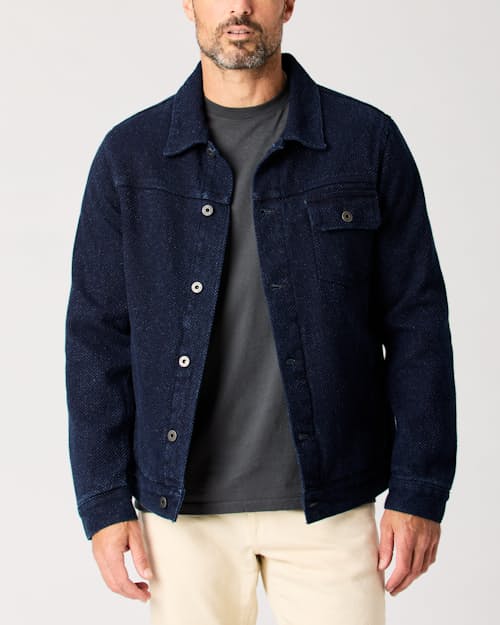 lifestyle image of Flannel-Lined Sashiko Trucker Jacket