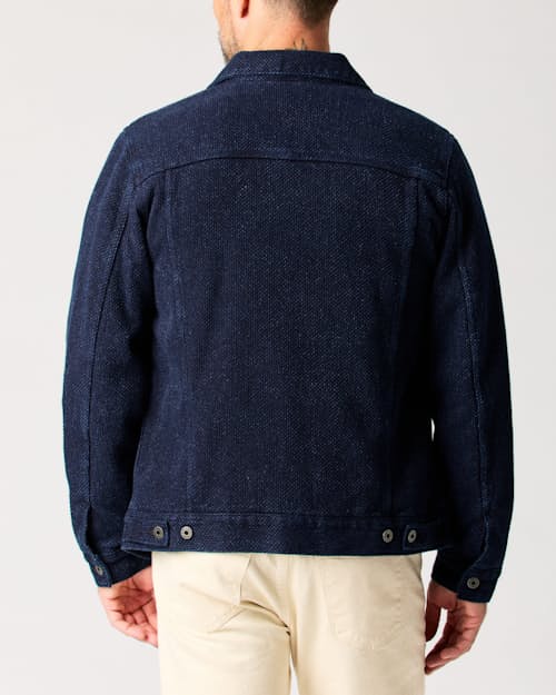 lifestyle image of Flannel-Lined Sashiko Trucker Jacket