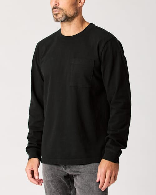 lifestyle image of Long Sleeve American Heavyweight Pocket T-Shirt