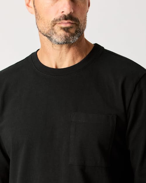 lifestyle image of Long Sleeve American Heavyweight Pocket T-Shirt