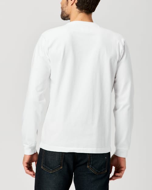 lifestyle image of Long Sleeve American Heavyweight Pocket T-Shirt