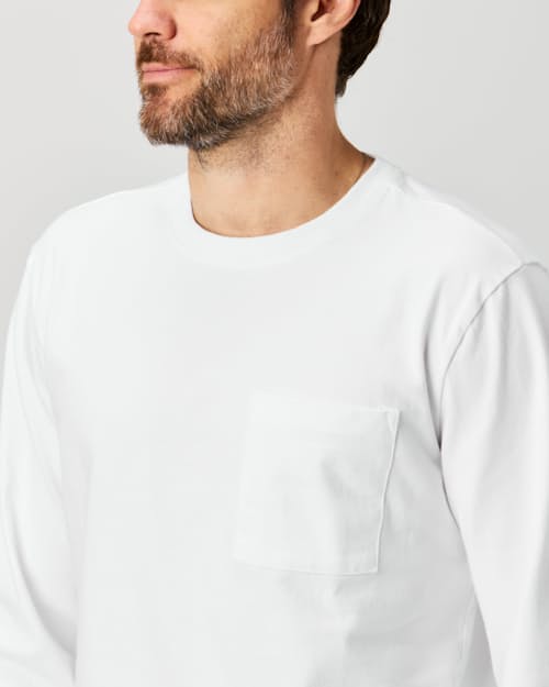 lifestyle image of Long Sleeve American Heavyweight Pocket T-Shirt