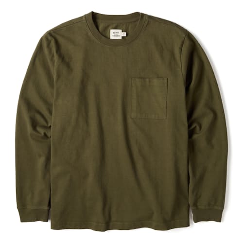 laydown image of American Heavyweight Pocket Longsleeve T-Shirt