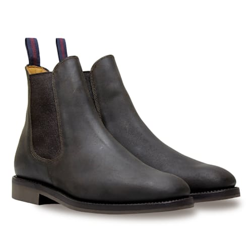 laydown image of Liam Kenia Waxy Suede Chelsea Boot