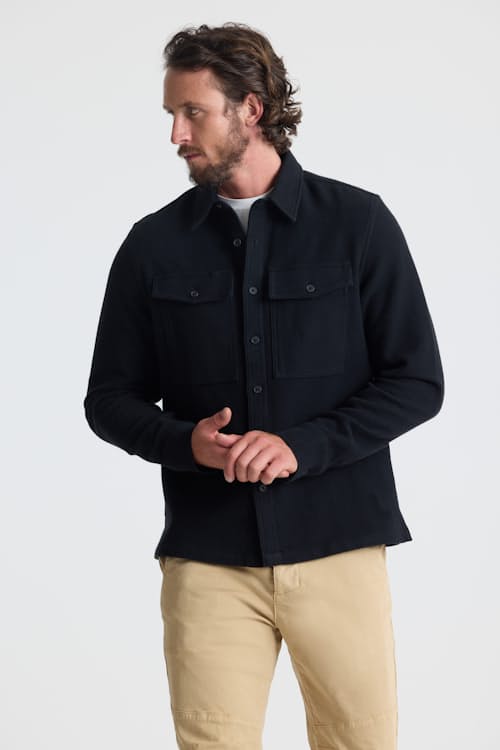 on model image of Pioneer Blanket Button Down