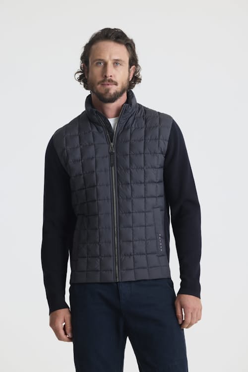 on model image of Phase Down Insulated Full Zip Sweater