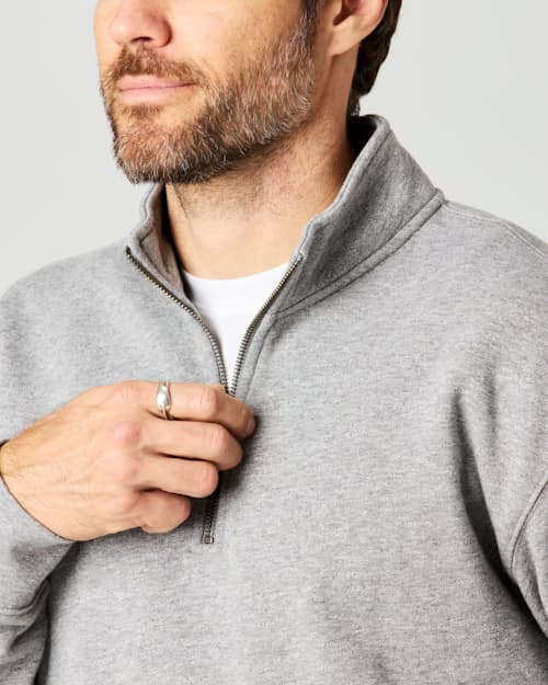 lifestyle image of Midweight Terry Half-Zip Sweatshirt