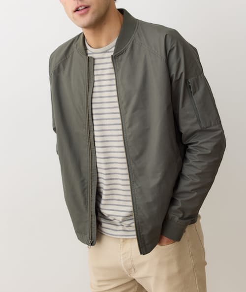 on model image of Glenn Wax Canvas Bomber
