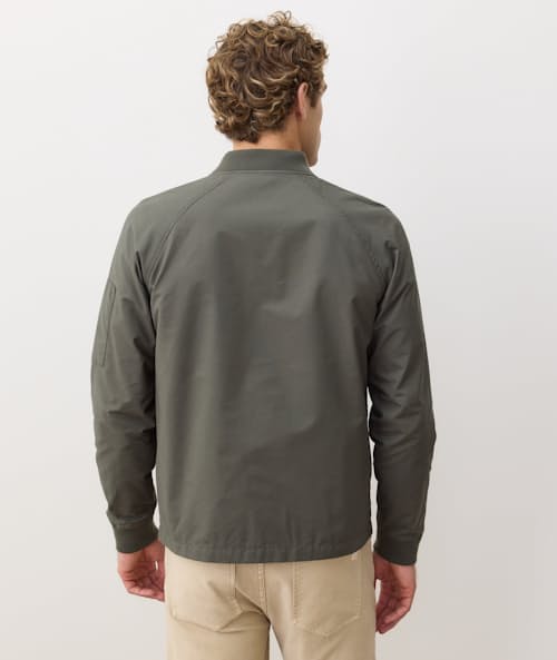on model image of Glenn Wax Canvas Bomber