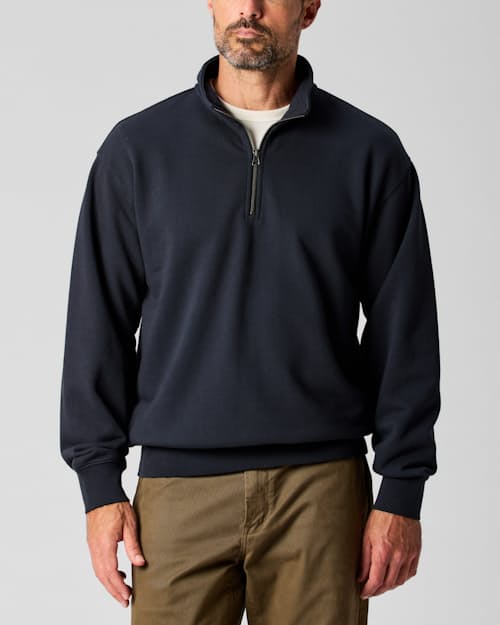 on model image of Midweight Terry Half Zip Sweatshirt
