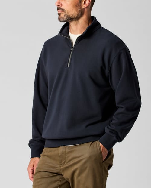 on model image of Midweight Terry Half Zip Sweatshirt