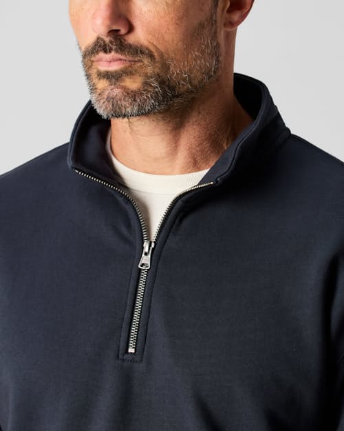 on model image of Midweight Terry Half Zip Sweatshirt