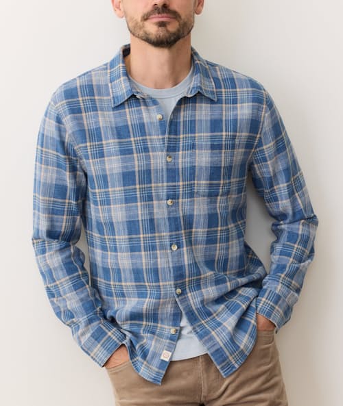 on model image of Classic Stretch Selvage Long Sleeve Shirt