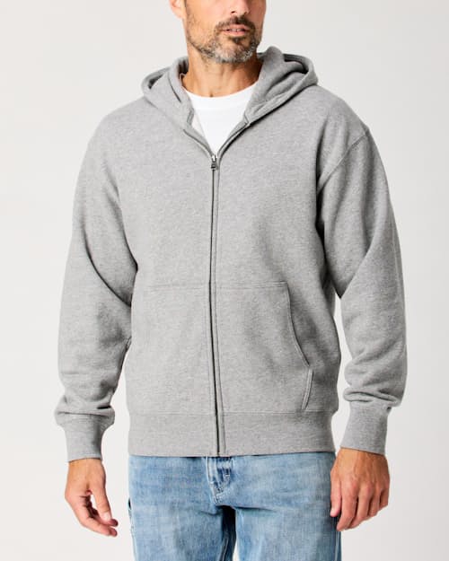 lifestyle image of Midweight Terry Full-Zip Hoodie