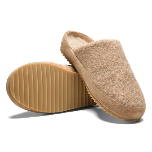 laydown image of Shearling Lined Wool Mule Slipper