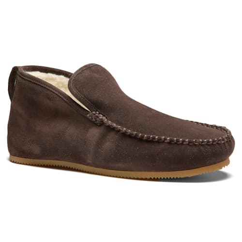 laydown image of Suede Shearling Lined Chukka Slipper