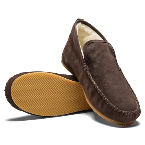laydown image of Suede Shearling Lined Chukka Slipper