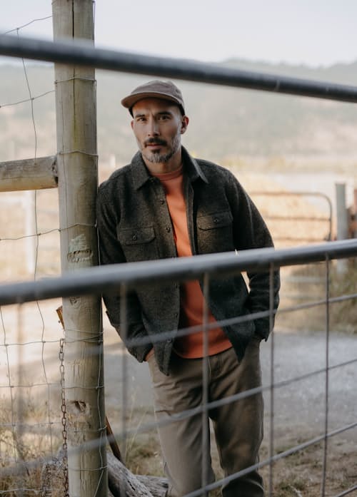 lifestyle image of The Connor Boucle Overshirt