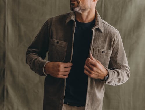 on model image of The Utility Shirt