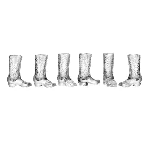 laydown image of Cowboy Boot Shot Glasses - Set of 6
