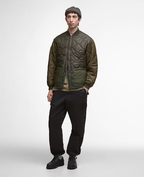 on model image of Cording Quilted Bomber Jacket