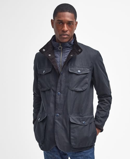 on model image of Ogston Waxed Jacket